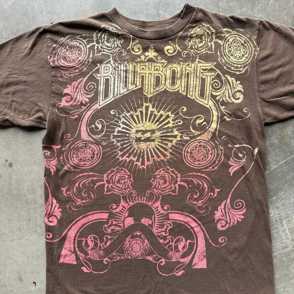 Vintage Billabong T-Shirt Women's L Brown Distressed Gradient Graphic Tee - Picture 3 of 8